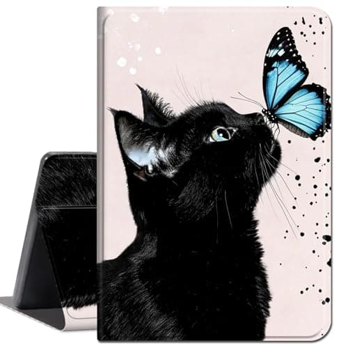 Case for 12.3 Inch Microsoft Surface Pro 7/6/5/4,Slim Soft Shockproof TPU Silicone Protective Back Shell Case,Black Cat and Butterfly