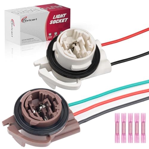 Svicari 3156/3157 Pre-Wired Harness Pigtail Socket Connector Plug for Select GM GMC Chevy for Cadillac Buick, for Brake/Tail/Parking/DRL Lights Turn Signal Light 2PCS (3156&3157)