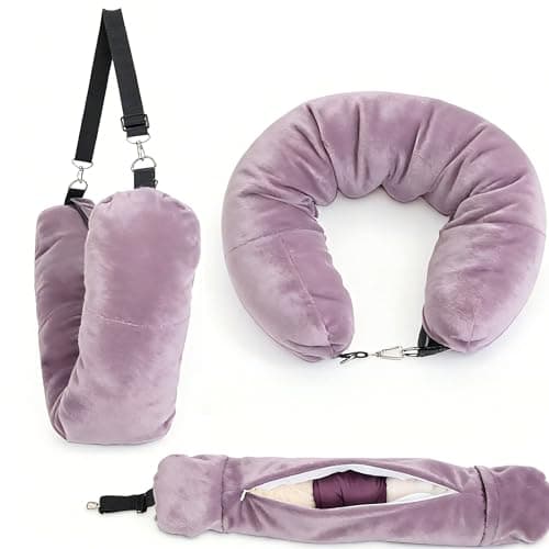 NK HealthCare Stuffable Travel Pillow, Stuffable Neck Pillow for Travel, Neck Pillow Stuffed with Clothes Storage - No Extra Baggage Fees, Fits 5+ Days of Travel Essentials, No Filler (Dusty Rose)