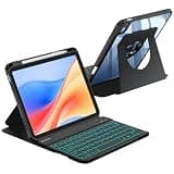 Fintie 360° Rotating Backlit Keyboard Case for iPad (A16) 11th Generation 11 Inch 2025, iPad 10th Gen 10.9 Inch 2022 - Magnetic Detachable 7 Colors Backlight Keyboard with Soft TPU Cover, Black