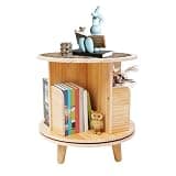Rotating Bookshelf, Kids Book Organizer Wooden Storage Shelf, 360° Rotating Bookcase, Montessori Children Storage Display Tower, Pine Wood Space Saving Organizer, Bedroom Living Room Nursery Study