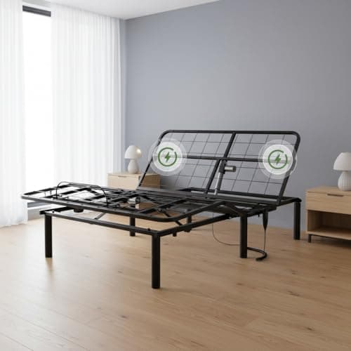 Marsail Full Adjustable Bed Base Frame, 3 Options Heights 8" 10" 13" Head and Foot Incline, 4 USB Ports and 5 Min Assembly for Lounging, Reading, Reduce Snoring and Acid Reflux