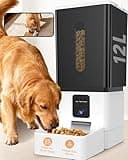 Large Breed Automatic Dog Feeder with 1080P HD Camera: 12L/50 Cups 20-Day Food Capacity for Busy Pet Owners - Anti-Clog Wide Outlet for Large Kibble