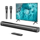 Suntrok Soundbar for TV, 2.0CH Home Theater Bluetooth 5.3 Speaker System with 2 Wireless Karaoke Mics, Surround Sound Audio with HDMI ARC/Optical/AUX/USB, for Movie/Music/News Family Party