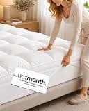 Mattress Topper 1000 GSM, Westmonth Premium Quilted 1000gsm Luxury Extra Thick Mattress Pad - Breathable Fluffy Soft Bed Topper for Back Pain Relief Deep Pocket (8-21") Hotel Collection (White, King)