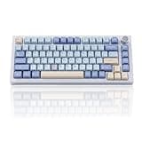 LAGWKX 75% Wired Gaming Mechanical Keyboard with Volume Knob, Gasket Mount Hot Swappable Keyboard, Pre-lubed Linear Switch, RGB Backlit, PBT Keycaps (White)