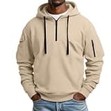 VXRDJU Mens Fashion Hoodies Drawstring Zip Neck Sweatshirt Pullover Shirts