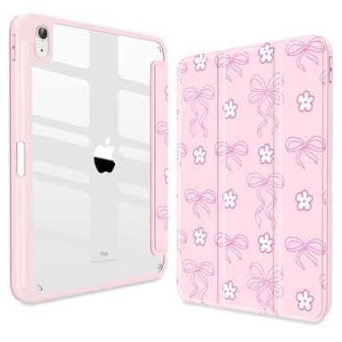 CISSOOK for iPad (A16) 11th Generation 11 Inch 2025, iPad 10th Generation Case 10.9 Inch 2022, Slim iPad A16 Case Clear Back Cover with Pencil Holder & Auto Sleep, Pink Bow Flower