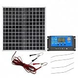 45W 12V Solar Panel Kit with Charge Controller (, 9.25 x 9.25 Inch Framed Off Grid Power System for RV, Marine, Cabin and Camping (10A)