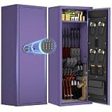 Oakcloud 12-14 Gun Safe, 3-in-1 Digital Rifle Cabinet with Silent Mode, LED Light & Removable Racks,Top Shelf & 4 Pistol Pouches for Secure Storage(Purple)
