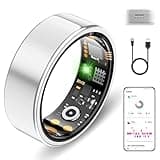 Smart Ring for Women Men, Health and Fitness Ring with Sleep Monitor, Heart Rate, Stress, Step Counter, Fit Ring No Subscription Fee, IP68 Waterproof Smart Ring for iPhone & Android (Silver, 6#)