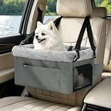 JOEJOY Deluxe Dog Booster Seat with Sturdy Metal Frame and Safety Leash for Small Pets up to 20 lbs - Portable Puppy Dog Car Seat with Thick Cushion and Storage Pockets for Small Dogs