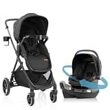 Evenflo Shyft Intuiti+ Travel System Featuring Revolve180 LiteMax NXT Preemie and Infant Car Seat with SensorySoothe and Green & Gentle (Jasper Black)