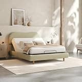 FLEXISPOT Queen Adjustable Bed, Complete with Linen Upholstered Bed Frame, Quiet Powerful DC Motor, Easy Assembly – Ideal for Relaxation, Reading, and Pressure Relief