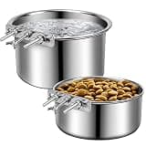 Stainless Steel Dog Bowls, ShineMe 40oz & 60oz No Spill Dog Crate Water and Food Bowls with Hanging Hook for Kennel, Cage and More, 7.0 x 3.7” & 6.2 x 2.5” Feeder Dish for Large and Medium Dogs