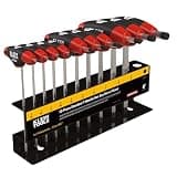 Klein Tools JTH410E T-Handle Hex Key Set, SAE Inch Sizes Allen Wrench Set with 4-Inch Blades, Stand Included, 10-Piece