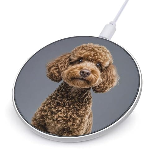 Brown Poodle Wireless Charger Portable 10W Fast Wireless Charging Pad Compatible with Phone Ultra-Thin Charging Station Lightweight Charger Mat for Travel Home Office Desk