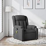 KHNLGFR Manual Reclining Chair with 135 Degree Tilt, Thickly Padded Fabric Recliner with 6 Massage Points, Dark Grey Massage Recliner Chair with Side Pocket and Wood-Metal Frame