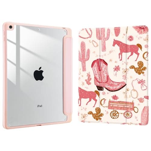 Joyland Pink Western Cowboys for iPad Air 13 Inch Case M3/M2 (2025/2024),Built-in Pencil Holder with Shockproof Cover Transparent Back Shell Auto Wake/Sleep,Pink