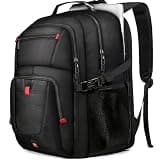 JARWAM Large Travel Laptop Backpack for Men with LifetimeWarranty, Extra Large TSA Friendly Travel Backpacks for College High Airline Approved Business Work Bag Fits 17 Inch Computer, Black