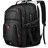 JARWAM Large Travel Laptop Backpack for Men with LifetimeWarranty, Extra Large TSA Friendly Travel Backpacks for College High Airline Approved Business Work Bag Fits 17 Inch Computer, Black