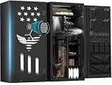2026 Large Rifle Safe, 30-40 Gun Safe for Rifle and Shotgun,Rifle Pistol Rack,Storage Pocket,Removable Shelf,Silent Mode,External Battery,LED,Key,180° Open Door Panel Organizer Unassembled Gun Safe