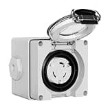 YICTENCRD 30 Amp Locking Female Plug Box, NEMA L5-30C Generator Twist Lock Receptacle with Cover, 125V 2 Pole 3 Wire Grounding, Weather Resistant for Generator,ETL Listed