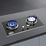 2 Burner Natural Gas Cooktop, 4.2KW/L 5.2KW/R Built-in NG Gas Stove 2 Grade Energy Efficiency for Apartment Indoor RV