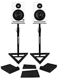 Rockville APM5W V2 Bundle: (2) 5.25-in 320W Peak/80W RMS Active Powered Studio Monitor Speakers-White, Pair of RVSM1 Near-Field Stands, Pair of RRS190S Foam Isolation Pads, 3-Items