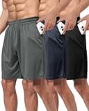 BOOJO 3 Pack Gym Basketball Mens Shorts - Quick Dry Black Workout Athletic Shorts with Pockets for Casual Running(S-6XL)