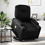 KHNLGFR Electric Stand Up Massage Recliner Chair for Elderly with Power Lift, Black Faux Leather, 6 Massage Points, Footrest, Cup Holders and Side Pocket
