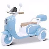 Beblinglet 12V Ride on Motorcycle, 2 Seater Kids Electric Moped Scooter with Storage Box, Music, LED Light, Horn, 2x50W Motor, 60 mins Ride Time, Ride on Toys for Girls Boys Ages 3-6, Blue
