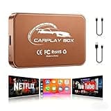 AI Box CarPlay, 3-in-1 Wireless CarPlay Adapter & Android Auto for OEM Wired Cars, Built-in Netflix/YouTube for Streaming, 5.8GHz WiFi, Convert Wired to Wireless, Plug & Play Brown