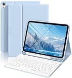 ZKTUYU for iPad (A16) 11th/10th Generation Case with Keyboard 11/10.9 inch 2025/2022, Detachable Wireless Bluetooth Keyboard Case Thin & Light with Pencil Holder (Sky Blue)