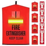 Fire Extinguisher Cover 5 Pack, Thickened PVC Oxford with Reflective Strip & Glow-in-the-Dark Stickers, 18"W x 26"L for 13-20LB, Sun-Proof & Scratch-Resistant Protective Sleeve for Indoor/Outdoor Use