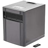 Amazon Basics Portable Space Heater with Remote Control, Adjustable Thermostat, Indoor Use, Energy-Saving Setting, LED Display 1500W, 11.4"D x 14.5"W x 14.7"H, Black