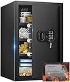 Mitlvge 23.62'' Tall Extra Large Safe Box, 5.0 Cu Ft Home Safes with Fireproof Waterproof Bag, Digital Keypad and 3 Removable Shelf, Security Box with Smart Alert for Money Medicines Jewelry Valuables