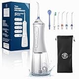 TBPO Water Dental Flosser Cordless, Portable Oral Irrigator with 5 Modes, 300ML Tank, Rechargeable, IPX7 Waterproof, Travel & Home Teeth Cleaner for Braces and Gums