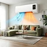 Portable AC Unit for Bedrooms, 2 In 1 Smart Wall Mounted Air Conditioner, Heater Combo Unit Cooling Fan Personal Cooling Mini Air Conditioner Fan with Remote for Home Office Bedroom(White)