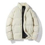 Beessbest Puffer Jacket Men Full Zip Up Stand Neck Thicken Quilted Jackets
