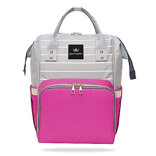 BEMBIKA Diaper Bags For Mom And Dad Kids Diaper Bags For Travel Backpack For Multi-Function Waterproof And Large Capacity-(Lining Pink)