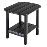 LZRS Double Adirondack Side Table, Outdoor Side Tables, End Tables for Patio, Backyard,Pool, Indoor Companion, Easy Maintenance & Weather Resistant(Black)