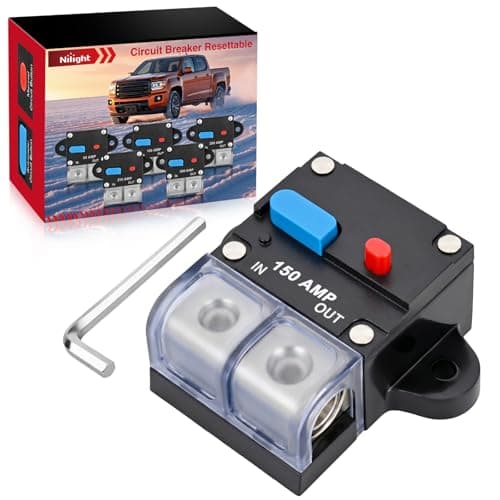 Nilight 150 Amp Circuit Breaker with Manual Reset 12V-44V Overload Protection Resettable Switch Trolling Motor Auto Car Stereo Audio Inline Fuse Block Holders Inverter for Automotive RV Marine Boat