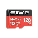 SIX M200 128GB Micro SD Card Read Up to 190MB/s for 4K UHD Continuous Recording - A2, U3, V30 microSDXC Memory Card 128GB with Adapter for Action Cameras, Drones, Gaming Consoles, Dash Cams, Phones