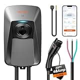WOLFBOX Level 2 EV Charger 48 Amp J1772,Hardwired EV Charger Level 2 with NEMA 14-50 Plug 25ft Cable,Smart APP&RFID Card Control,240V Electric Vehicle Charging Station (WE48)