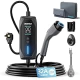 bokman Level 1 & Level 2 EV Charger, 32A 20ft, NEMA 14-50P/5-15 Adapter