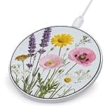 Beautiful Wild Flowers Floral Wireless Charger Magnetic Phone Induction Charger 10w Fast Wireless Charging Station Compatible with iPhone 17 16 15 14 13 12 Pro Max Samsung Galaxy S25 S24 S23