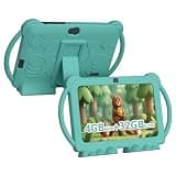 HOTTABLET Kids Tablet 7 inch Android, 4GB RAM 32GB ROM, 1TB Expandsion, with Parental Control, WiFi, Bluetooth, Dual Camera with Silicone Case, 1PCS (Green)