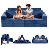 Decmuerx 12pcs Modular Kids Play Couch, Convertible Toddler Sectional Sofa