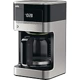 Braun BrewSense 12 Cup Drip Coffee Maker - Pause & Pour Mid Brew, Coffee Machine with 24-Hour Timer & Clock, Bold & Regular Strength, 1-4 Cup Functions, Self Clean, Auto Shutoff, Stainless Steel